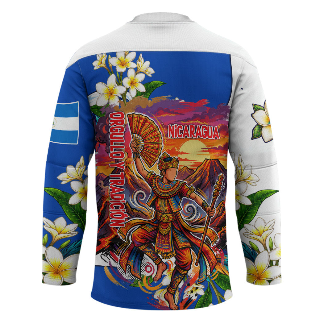 Nicaragua Independence Day Orgullo Y Tradicion Hockey Jersey Vibrant Folkloric Dance Sacuanjoche Floral Culture