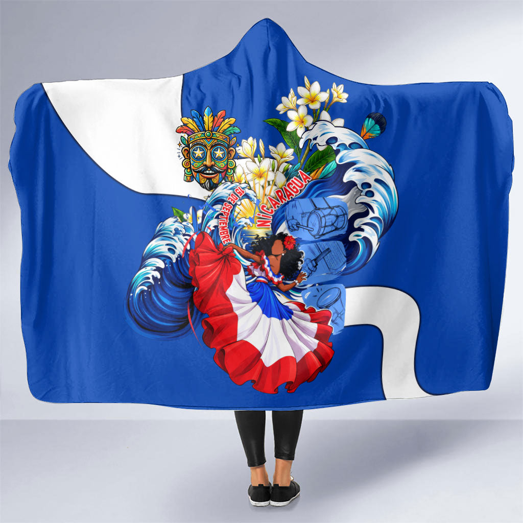 Nicaragua Independence Day Orgullo Y Tradicion Hooded Blanket Vibrant Folkloric Dance Sacuanjoche Floral Culture