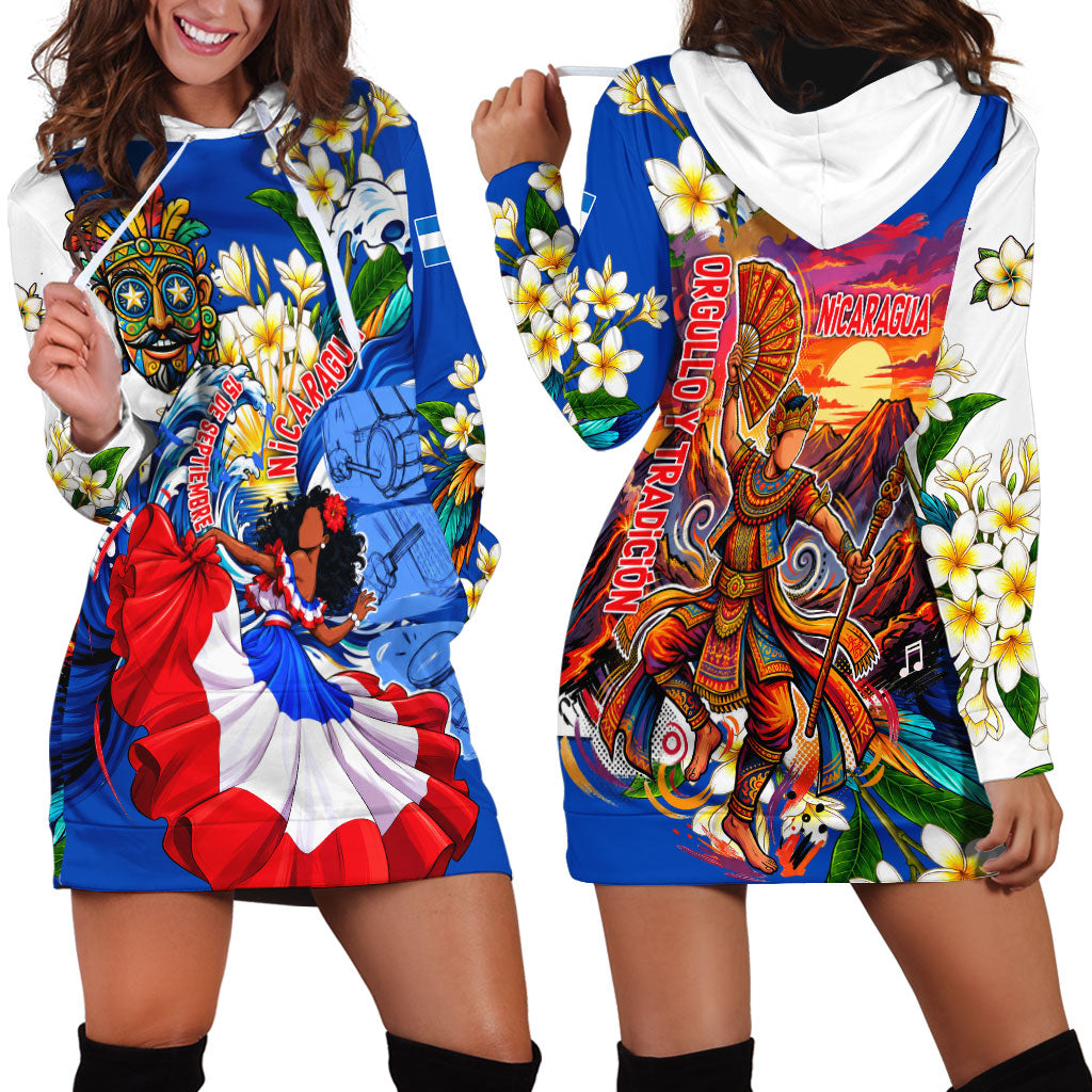 Nicaragua Independence Day Orgullo Y Tradicion Hoodie Dress Vibrant Folkloric Dance Sacuanjoche Floral Culture