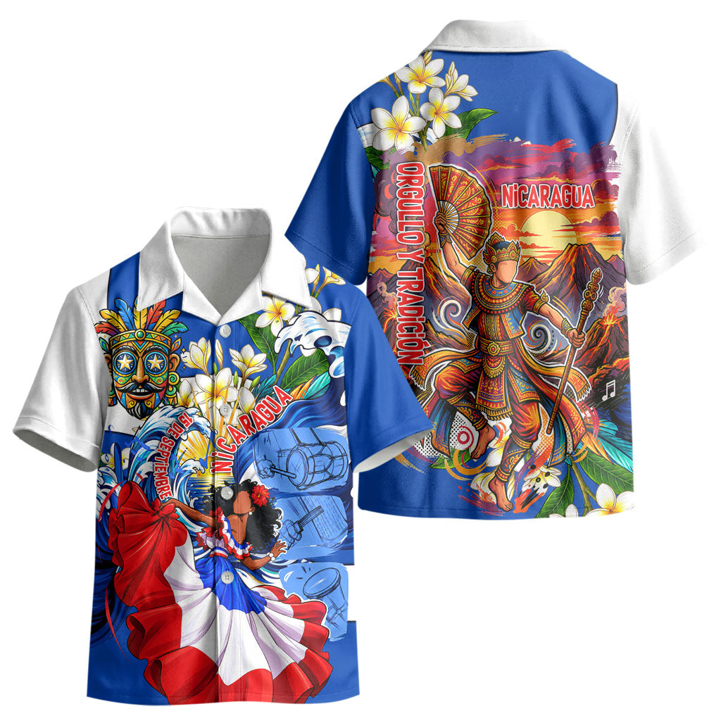 Nicaragua Independence Day Orgullo Y Tradicion Kid Hawaiian Shirt Vibrant Folkloric Dance Sacuanjoche Floral Culture