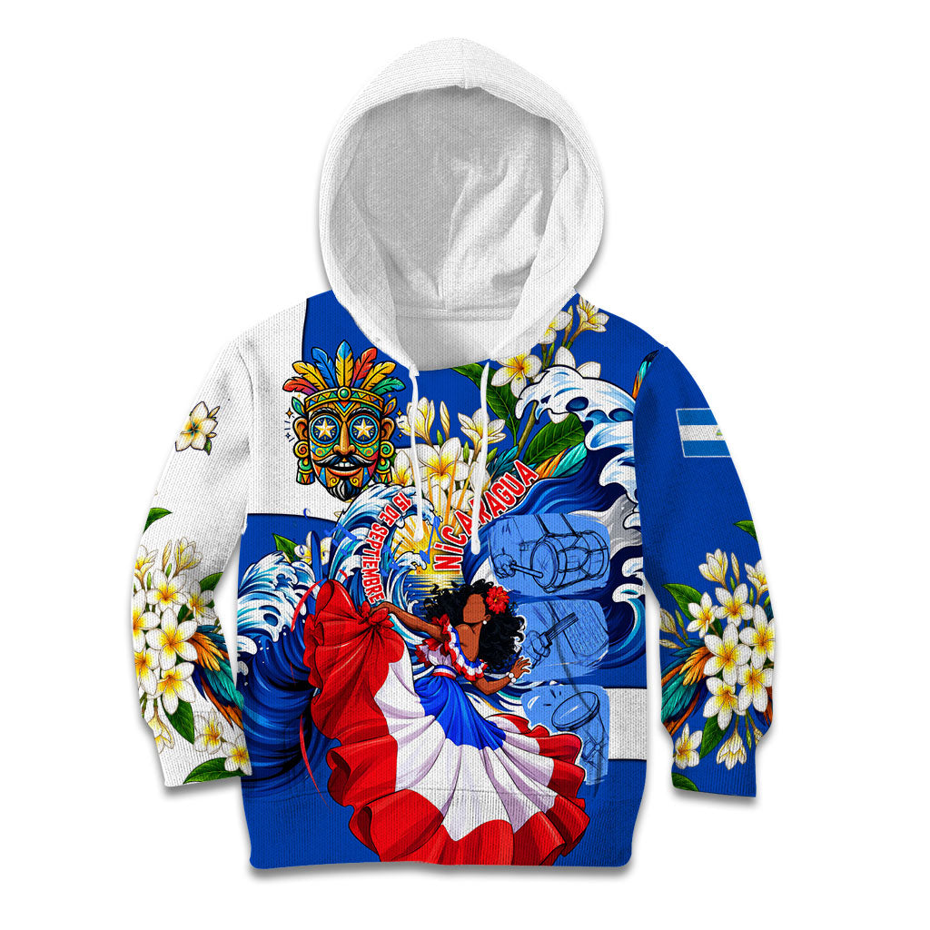 Nicaragua Independence Day Orgullo Y Tradicion Kid Hoodie Vibrant Folkloric Dance Sacuanjoche Floral Culture