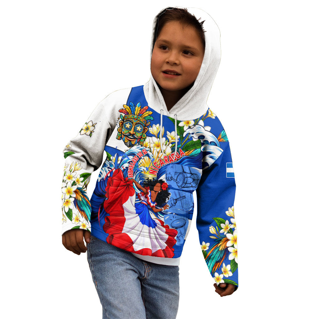 Nicaragua Independence Day Orgullo Y Tradicion Kid Hoodie Vibrant Folkloric Dance Sacuanjoche Floral Culture