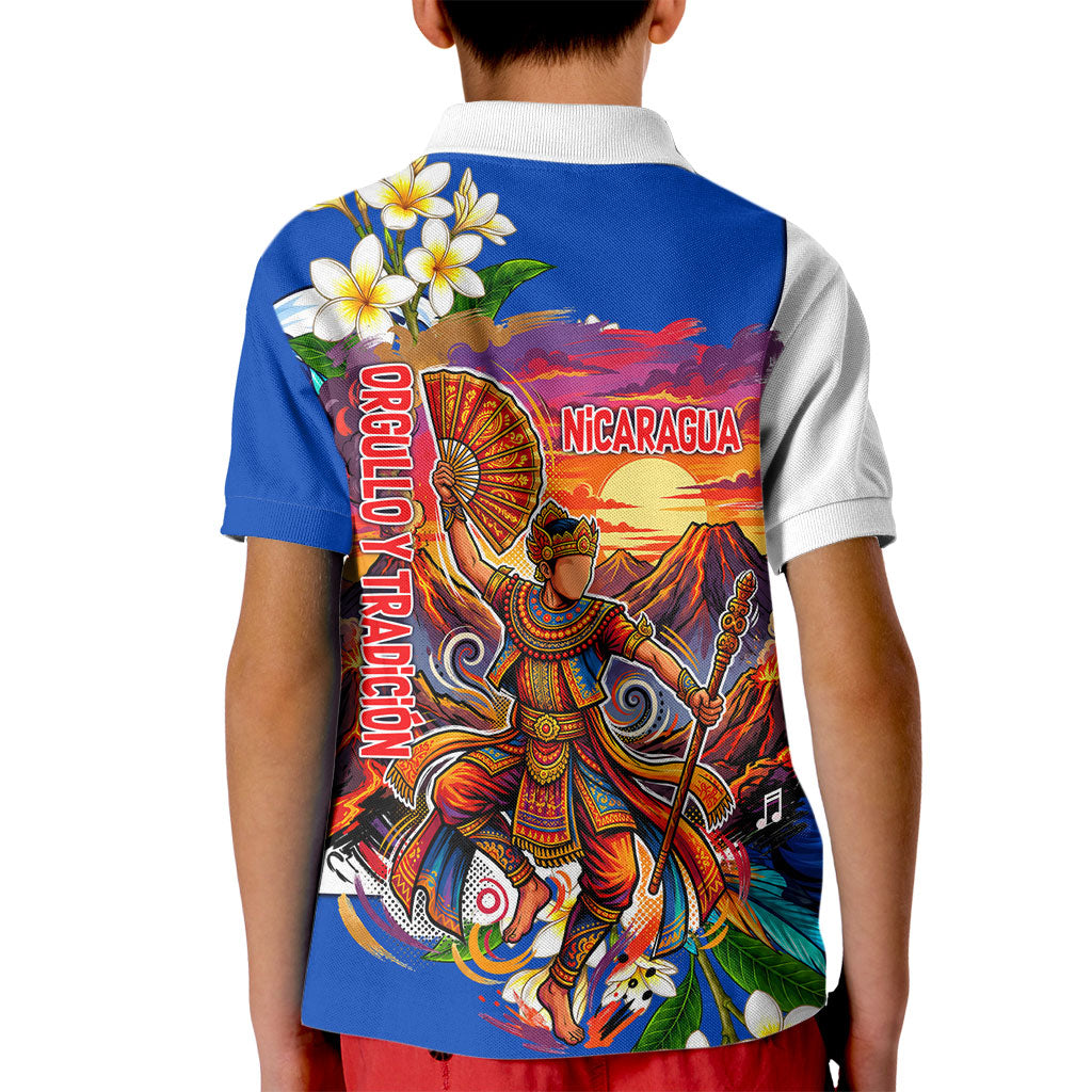 Nicaragua Independence Day Orgullo Y Tradicion Kid Polo Shirt Vibrant Folkloric Dance Sacuanjoche Floral Culture