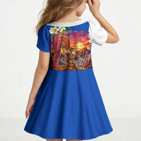 Nicaragua Independence Day Orgullo Y Tradicion Kid Short Sleeve Dress Vibrant Folkloric Dance Sacuanjoche Floral Culture