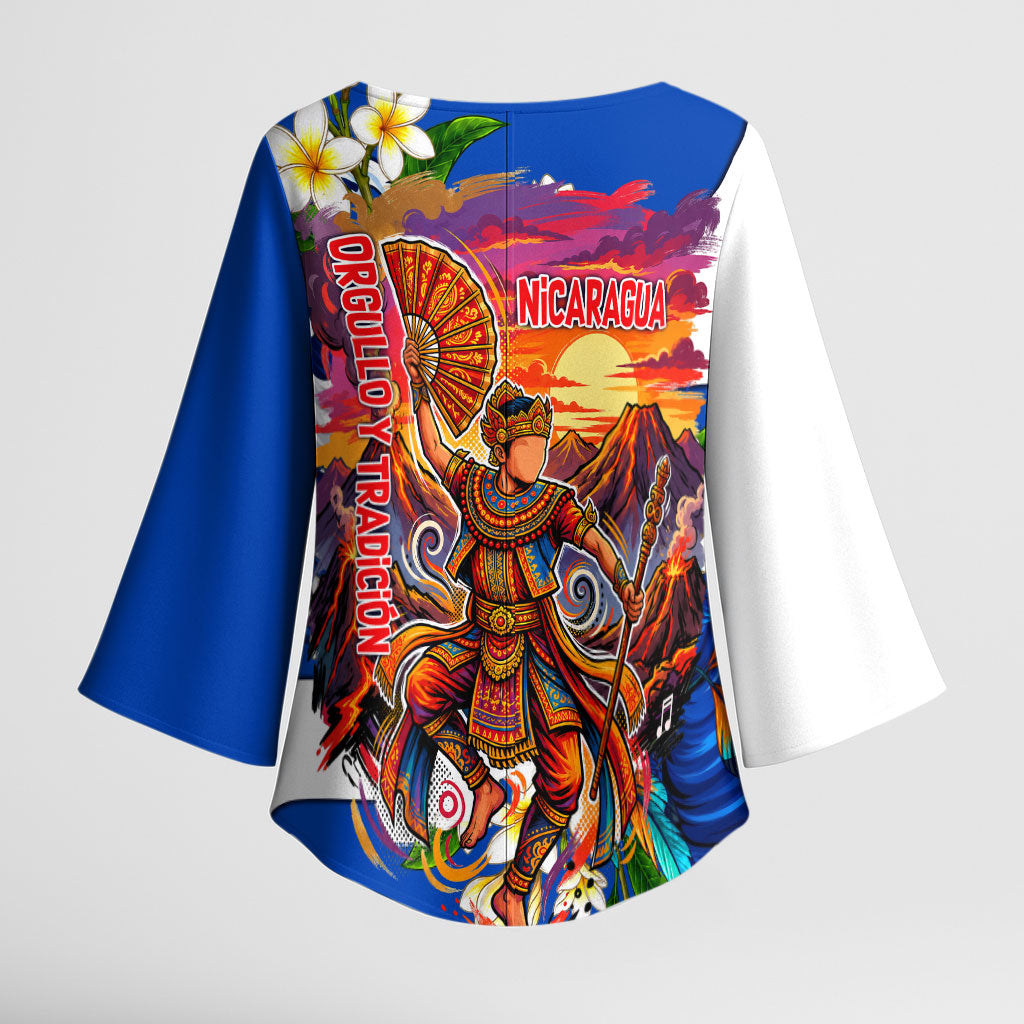 Nicaragua Independence Day Orgullo Y Tradicion Kimono Sleeve Blouse Vibrant Folkloric Dance Sacuanjoche Floral Culture