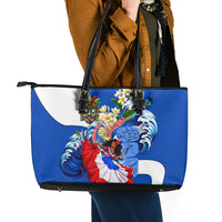 Nicaragua Independence Day Orgullo Y Tradicion Leather Tote Bag Vibrant Folkloric Dance Sacuanjoche Floral Culture