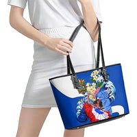 Nicaragua Independence Day Orgullo Y Tradicion Leather Tote Bag Vibrant Folkloric Dance Sacuanjoche Floral Culture
