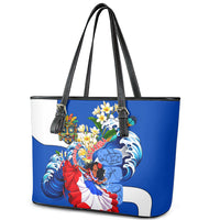 Nicaragua Independence Day Orgullo Y Tradicion Leather Tote Bag Vibrant Folkloric Dance Sacuanjoche Floral Culture