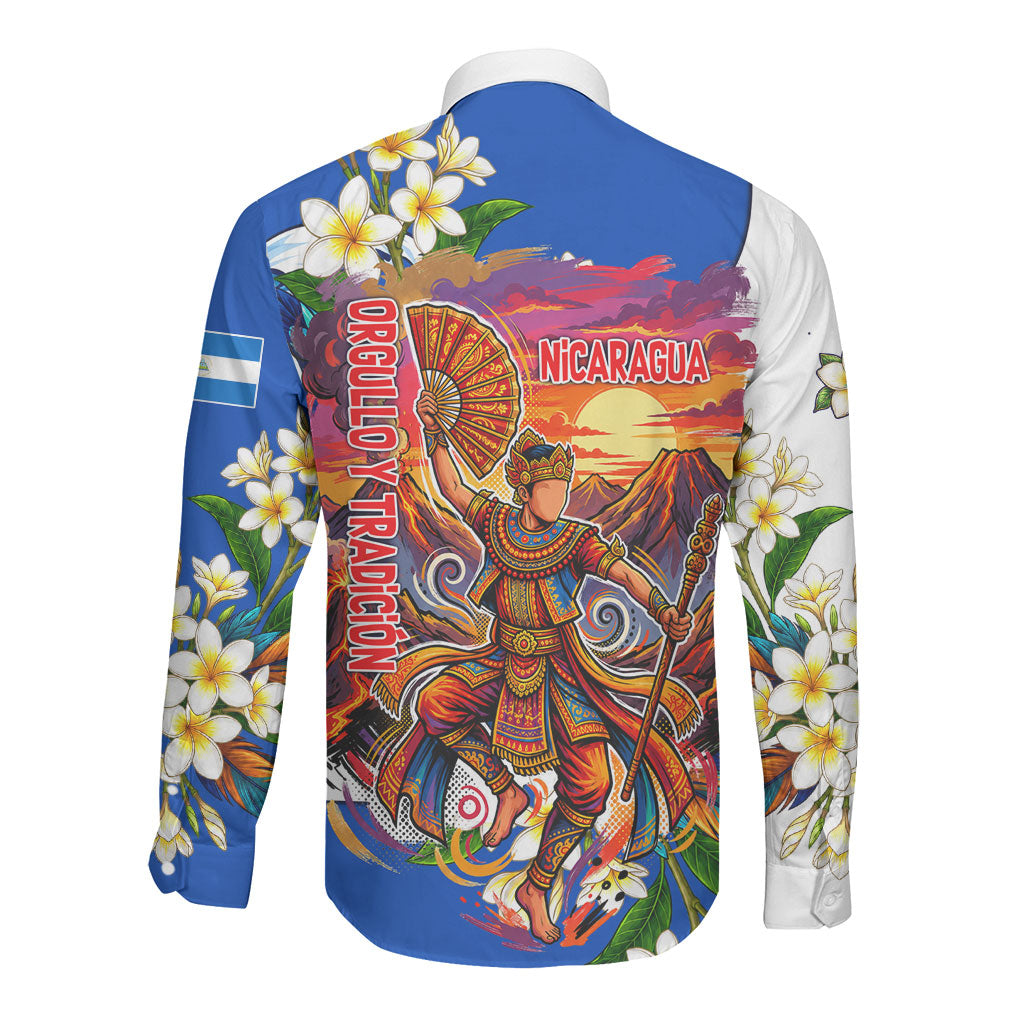 Nicaragua Independence Day Orgullo Y Tradicion Long Sleeve Button Shirt Vibrant Folkloric Dance Sacuanjoche Floral Culture