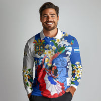Nicaragua Independence Day Orgullo Y Tradicion Long Sleeve Polo Shirt Vibrant Folkloric Dance Sacuanjoche Floral Culture