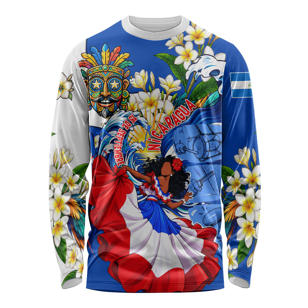 Nicaragua Independence Day Orgullo Y Tradicion Long Sleeve Shirt Vibrant Folkloric Dance Sacuanjoche Floral Culture