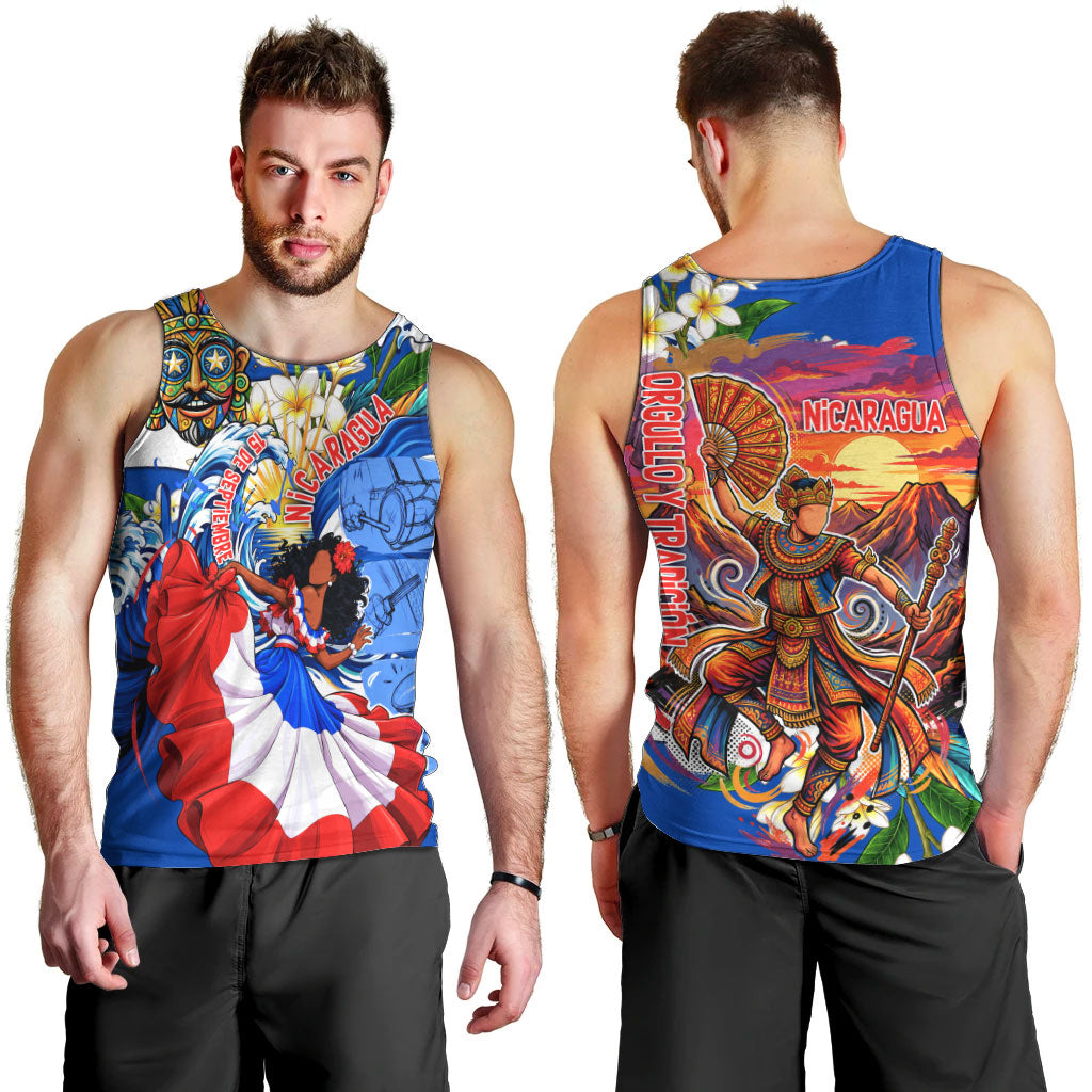 Nicaragua Independence Day Orgullo Y Tradicion Men Tank Top Vibrant Folkloric Dance Sacuanjoche Floral Culture