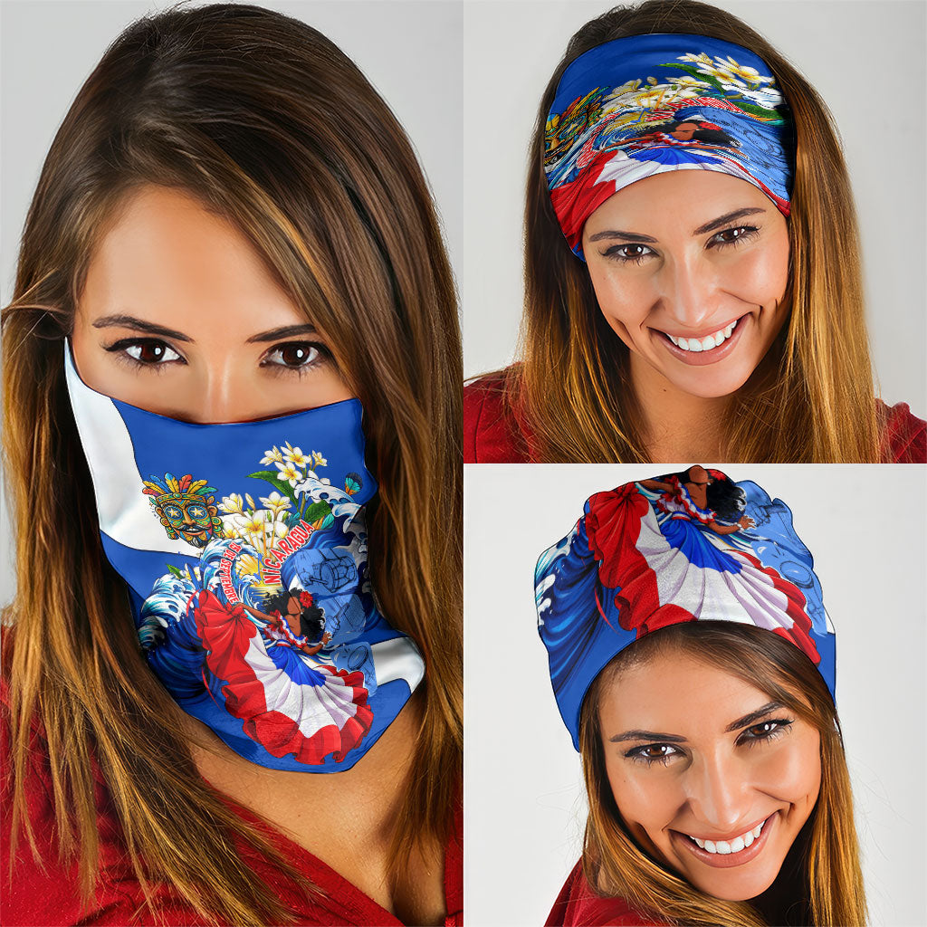 Nicaragua Independence Day Orgullo Y Tradicion Neck Gaiter Vibrant Folkloric Dance Sacuanjoche Floral Culture