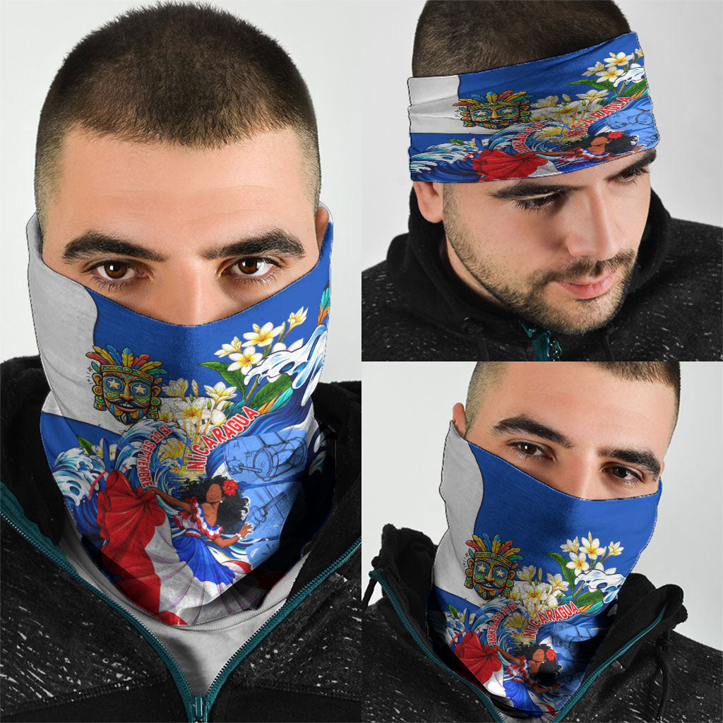 Nicaragua Independence Day Orgullo Y Tradicion Neck Gaiter Vibrant Folkloric Dance Sacuanjoche Floral Culture