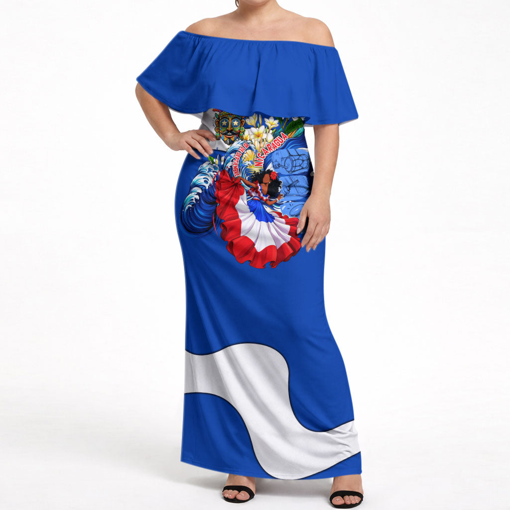 Nicaragua Independence Day Orgullo Y Tradicion Off Shoulder Maxi Dress Vibrant Folkloric Dance Sacuanjoche Floral Culture
