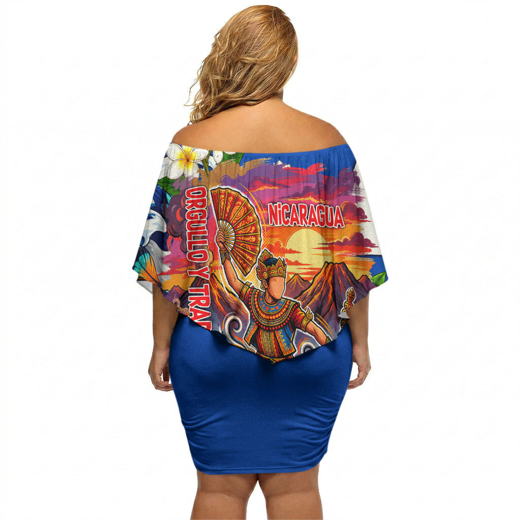 Nicaragua Independence Day Orgullo Y Tradicion Off Shoulder Short Dress Vibrant Folkloric Dance Sacuanjoche Floral Culture