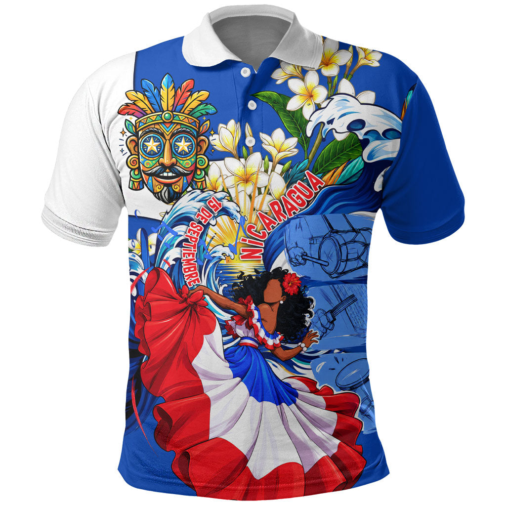 Nicaragua Independence Day Orgullo Y Tradicion Polo Shirt Vibrant Folkloric Dance Sacuanjoche Floral Culture