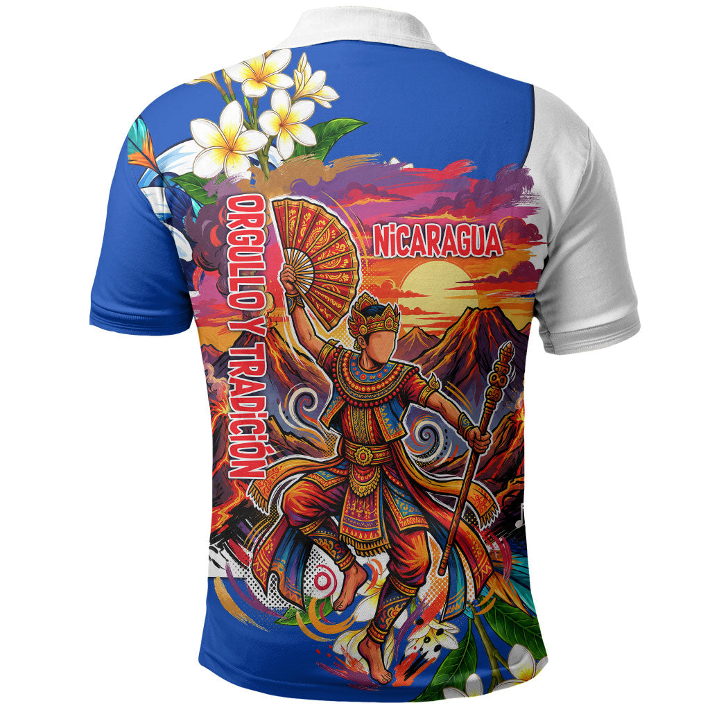 Nicaragua Independence Day Orgullo Y Tradicion Polo Shirt Vibrant Folkloric Dance Sacuanjoche Floral Culture