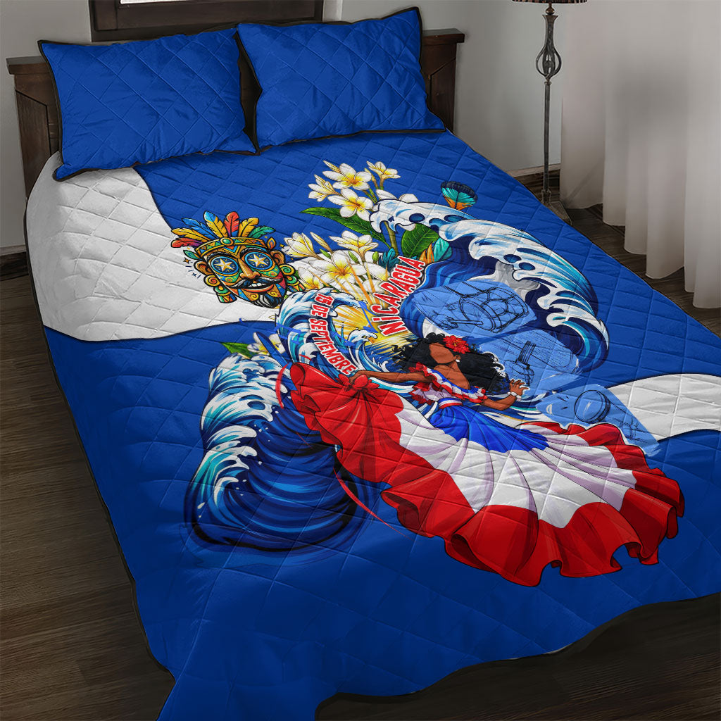 Nicaragua Independence Day Orgullo Y Tradicion Quilt Bed Set Vibrant Folkloric Dance Sacuanjoche Floral Culture