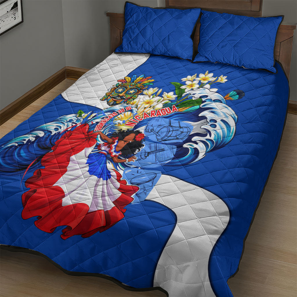 Nicaragua Independence Day Orgullo Y Tradicion Quilt Bed Set Vibrant Folkloric Dance Sacuanjoche Floral Culture