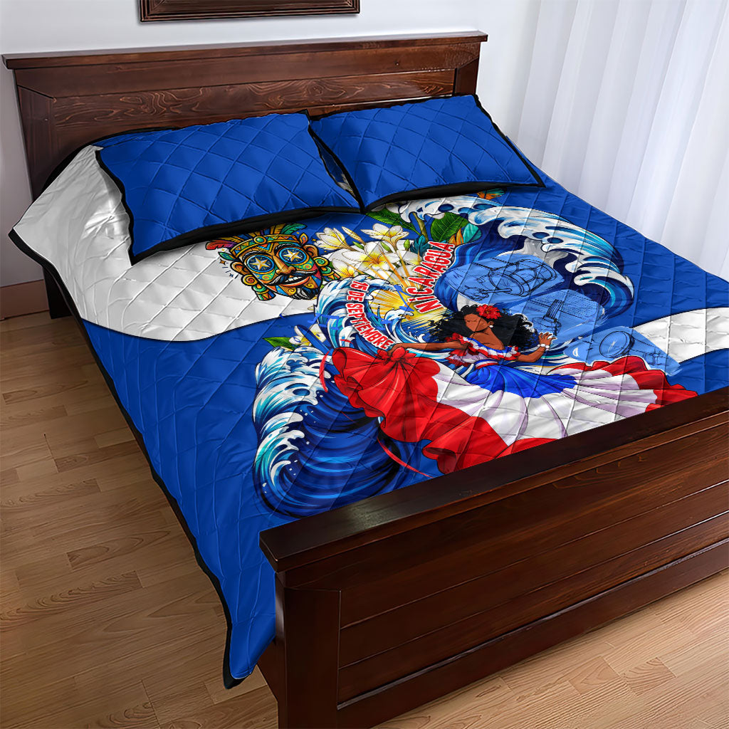 Nicaragua Independence Day Orgullo Y Tradicion Quilt Bed Set Vibrant Folkloric Dance Sacuanjoche Floral Culture