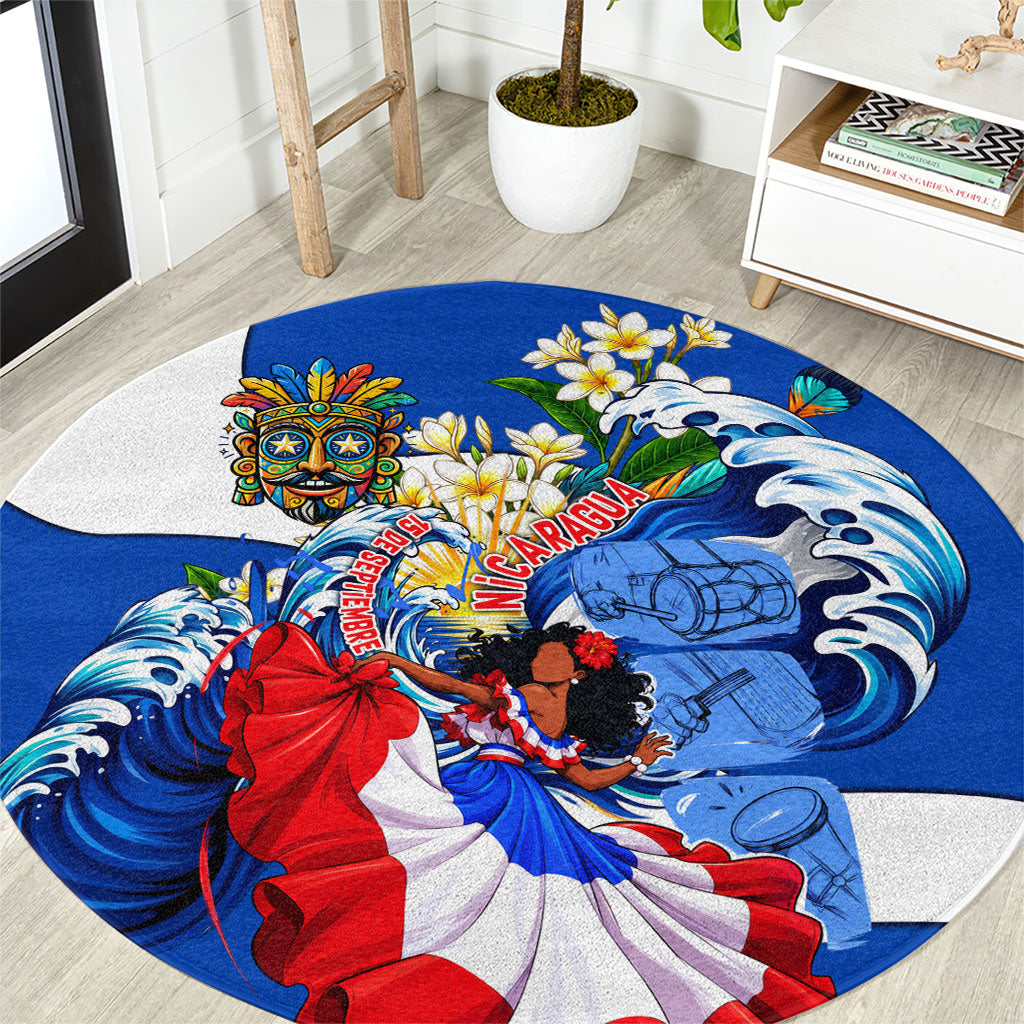 Nicaragua Independence Day Orgullo Y Tradicion Round Carpet Vibrant Folkloric Dance Sacuanjoche Floral Culture