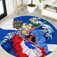 Nicaragua Independence Day Orgullo Y Tradicion Round Carpet Vibrant Folkloric Dance Sacuanjoche Floral Culture