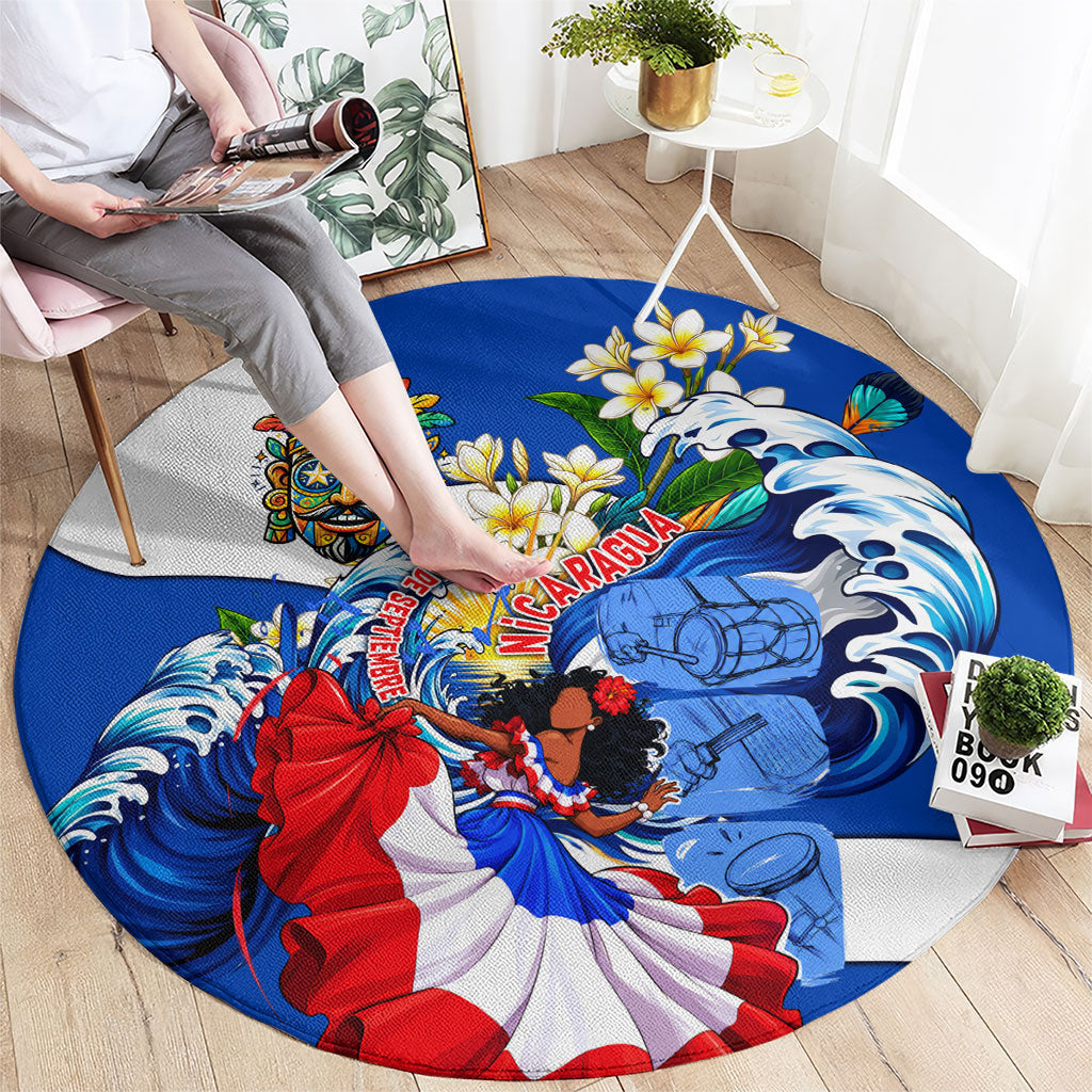 Nicaragua Independence Day Orgullo Y Tradicion Round Carpet Vibrant Folkloric Dance Sacuanjoche Floral Culture