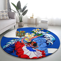 Nicaragua Independence Day Orgullo Y Tradicion Round Carpet Vibrant Folkloric Dance Sacuanjoche Floral Culture