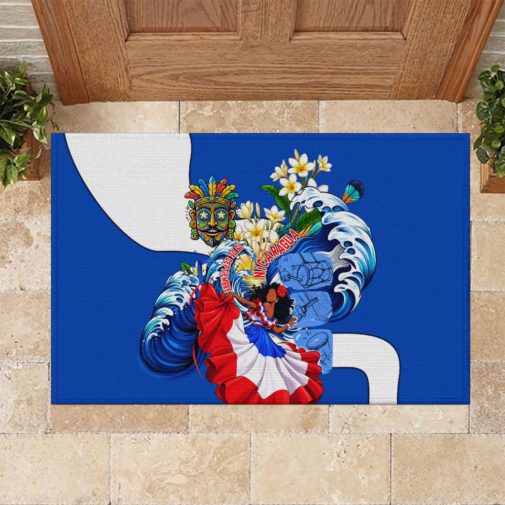 Nicaragua Independence Day Orgullo Y Tradicion Rubber Doormat Vibrant Folkloric Dance Sacuanjoche Floral Culture