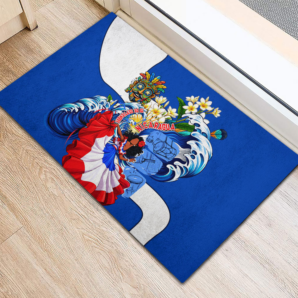 Nicaragua Independence Day Orgullo Y Tradicion Rubber Doormat Vibrant Folkloric Dance Sacuanjoche Floral Culture