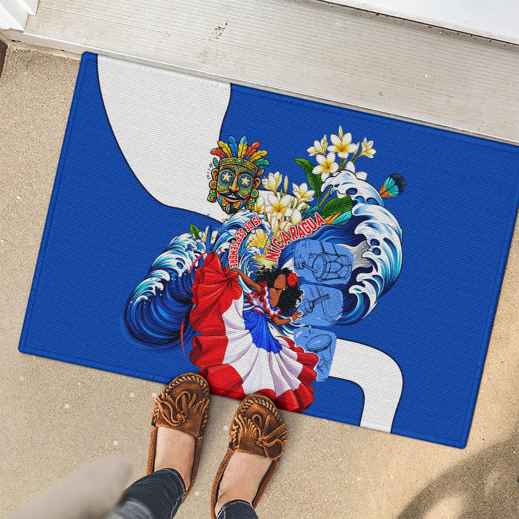 Nicaragua Independence Day Orgullo Y Tradicion Rubber Doormat Vibrant Folkloric Dance Sacuanjoche Floral Culture