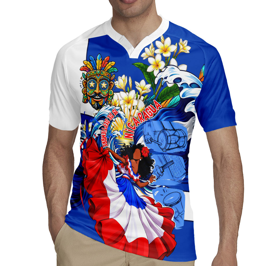 Nicaragua Independence Day Orgullo Y Tradicion Rugby Jersey Vibrant Folkloric Dance Sacuanjoche Floral Culture