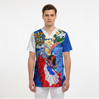 Nicaragua Independence Day Orgullo Y Tradicion Scrub Top Vibrant Folkloric Dance Sacuanjoche Floral Culture