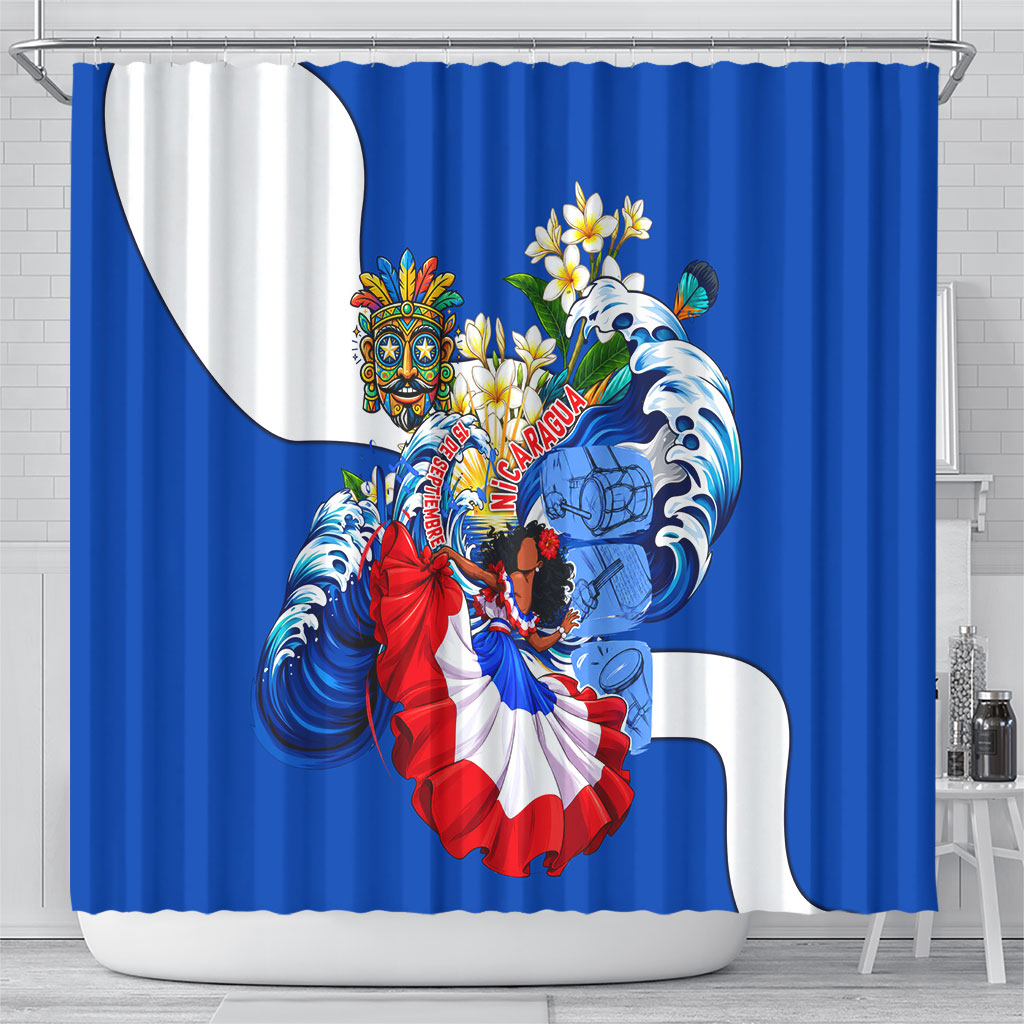 Nicaragua Independence Day Orgullo Y Tradicion Shower Curtain Vibrant Folkloric Dance Sacuanjoche Floral Culture