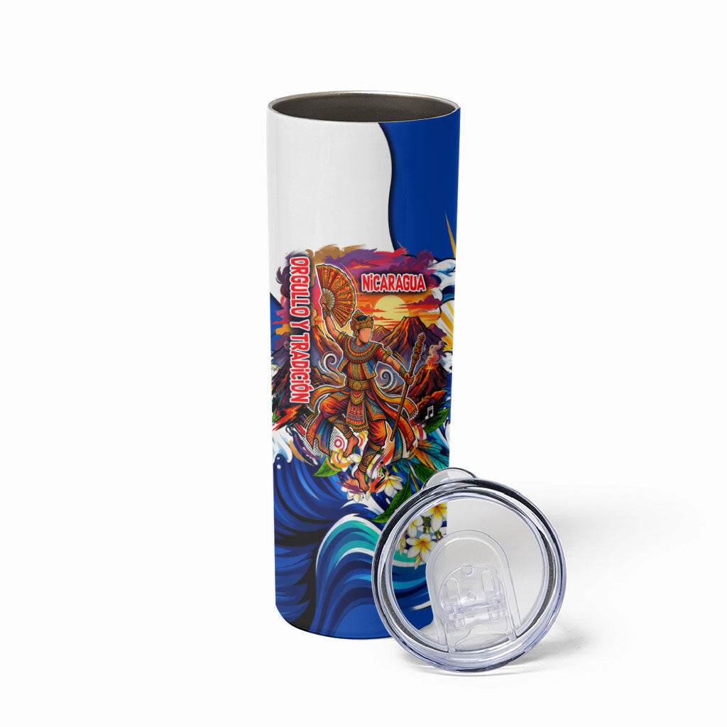 Nicaragua Independence Day Orgullo Y Tradicion Skinny Tumbler Vibrant Folkloric Dance Sacuanjoche Floral Culture