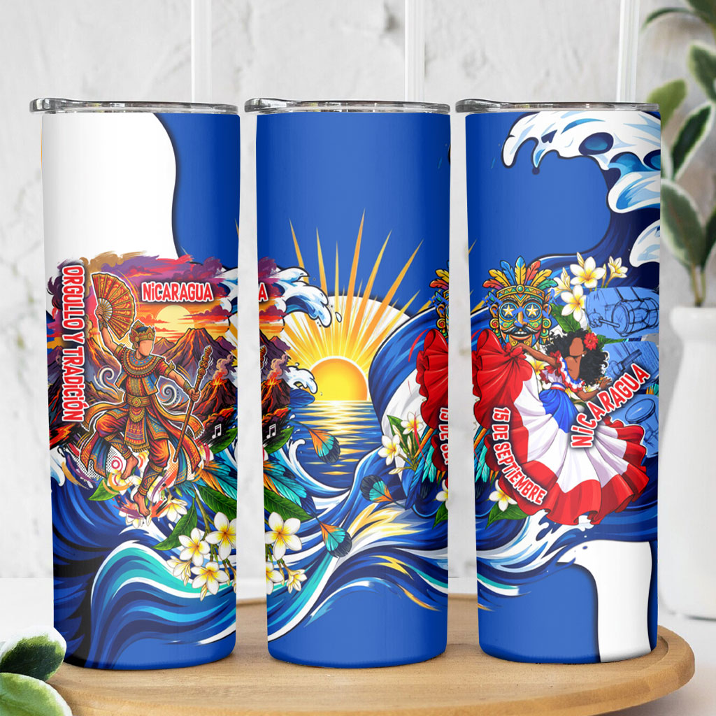 Nicaragua Independence Day Orgullo Y Tradicion Skinny Tumbler Vibrant Folkloric Dance Sacuanjoche Floral Culture