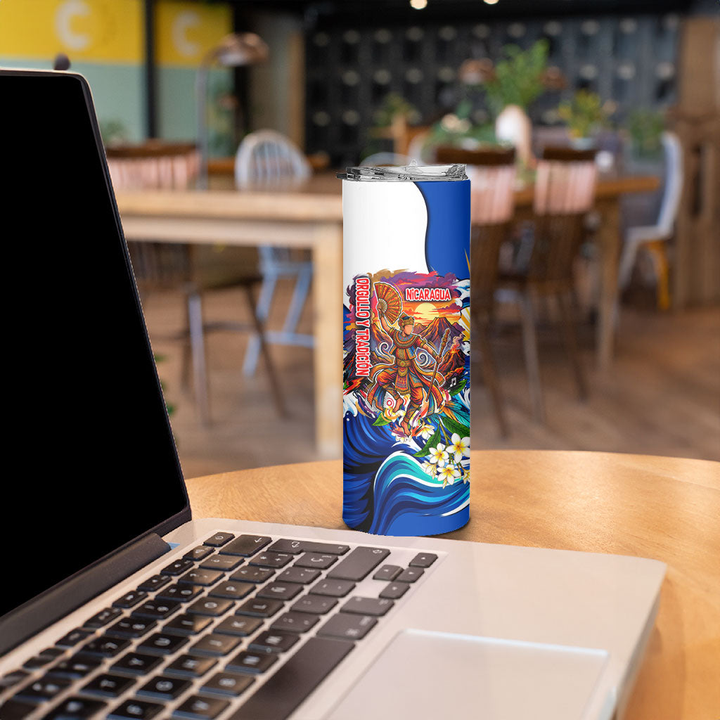 Nicaragua Independence Day Orgullo Y Tradicion Skinny Tumbler Vibrant Folkloric Dance Sacuanjoche Floral Culture