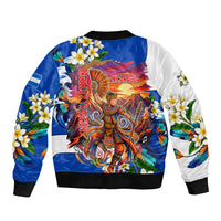 Nicaragua Independence Day Orgullo Y Tradicion Sleeve Zip Bomber Jacket Vibrant Folkloric Dance Sacuanjoche Floral Culture