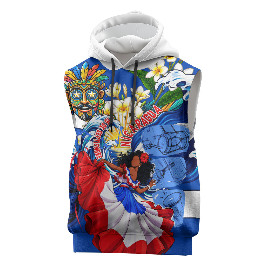 Nicaragua Independence Day Orgullo Y Tradicion Sleeveless Hoodie Vibrant Folkloric Dance Sacuanjoche Floral Culture