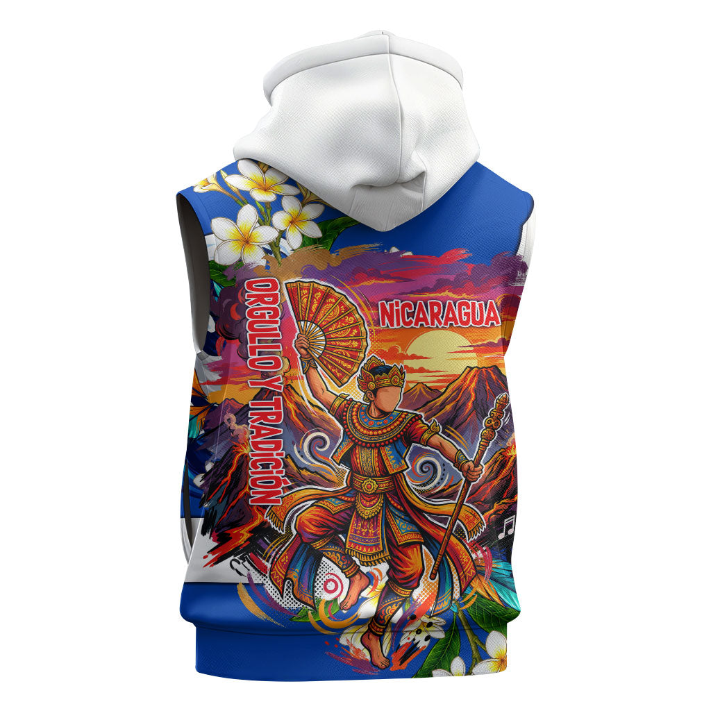 Nicaragua Independence Day Orgullo Y Tradicion Sleeveless Hoodie Vibrant Folkloric Dance Sacuanjoche Floral Culture