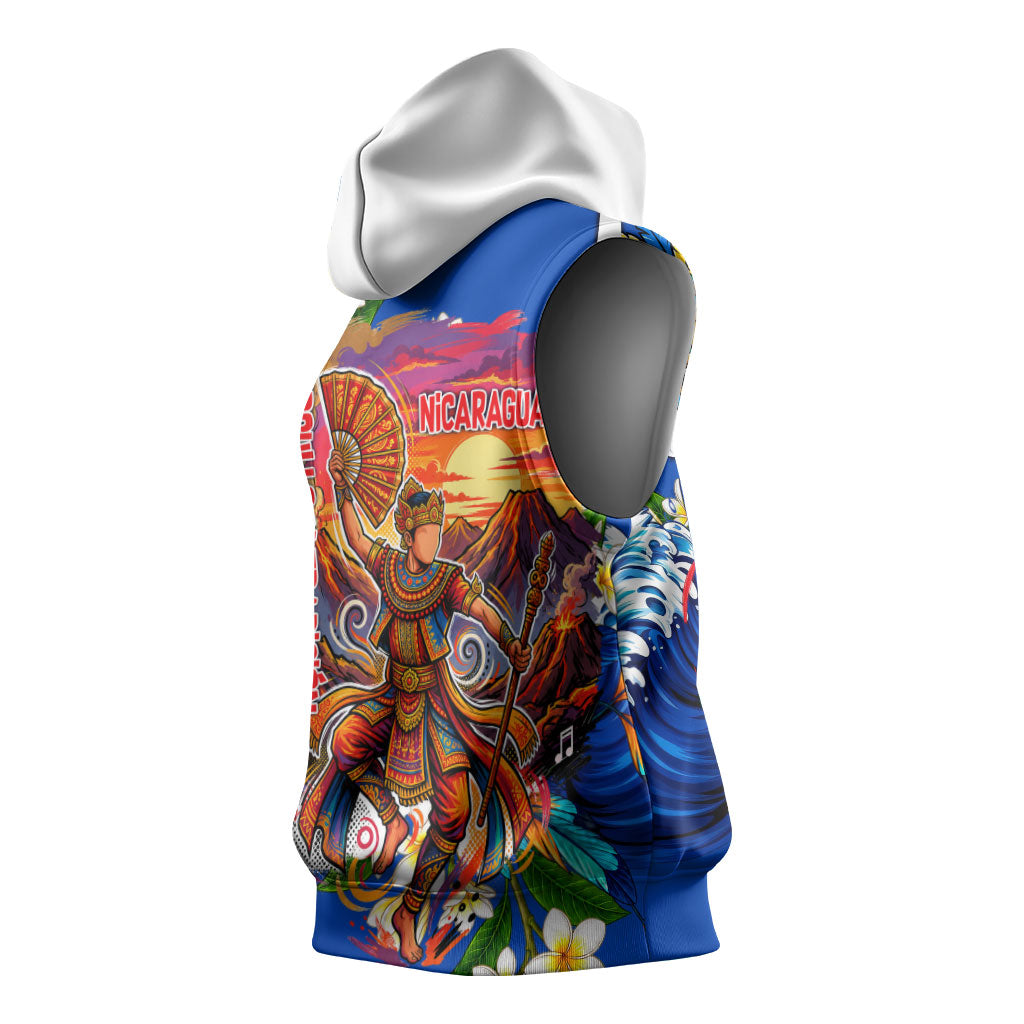 Nicaragua Independence Day Orgullo Y Tradicion Sleeveless Hoodie Vibrant Folkloric Dance Sacuanjoche Floral Culture