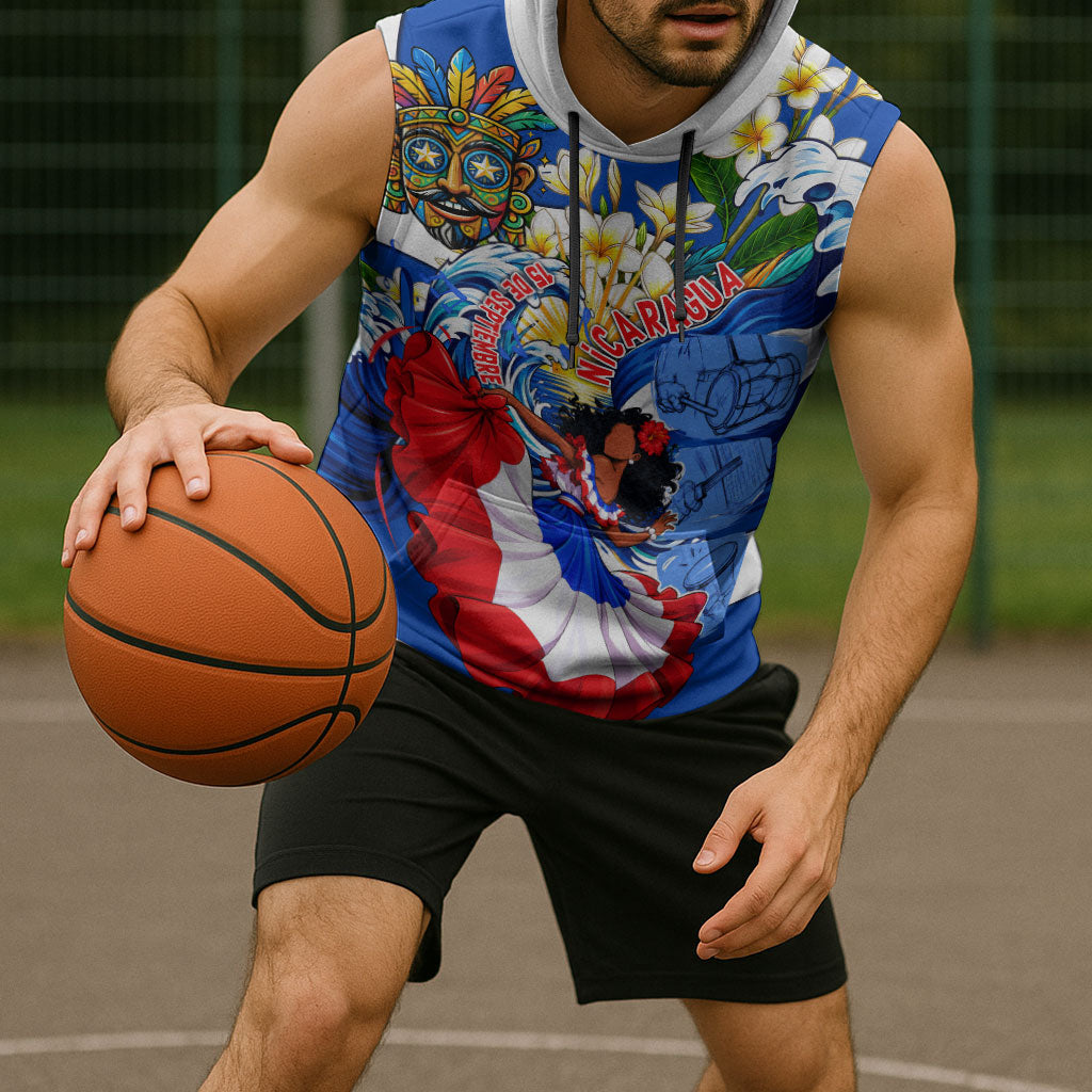 Nicaragua Independence Day Orgullo Y Tradicion Sleeveless Hoodie Vibrant Folkloric Dance Sacuanjoche Floral Culture