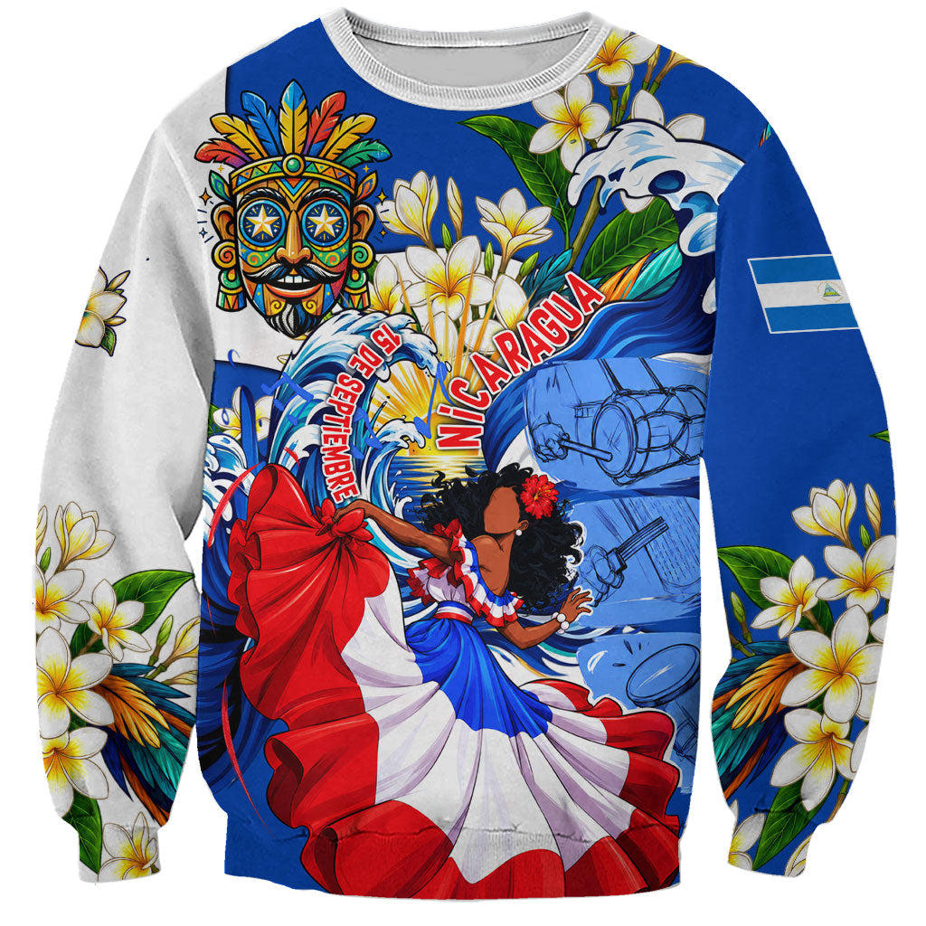 Nicaragua Independence Day Orgullo Y Tradicion Sweatshirt Vibrant Folkloric Dance Sacuanjoche Floral Culture