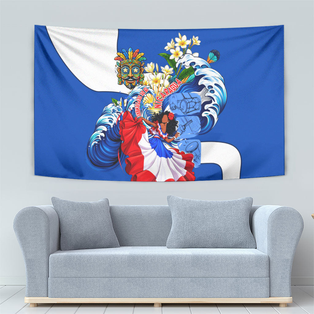Nicaragua Independence Day Orgullo Y Tradicion Tapestry Vibrant Folkloric Dance Sacuanjoche Floral Culture