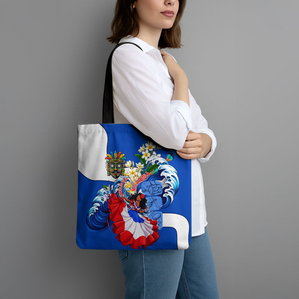 Nicaragua Independence Day Orgullo Y Tradicion Tote Bag Vibrant Folkloric Dance Sacuanjoche Floral Culture