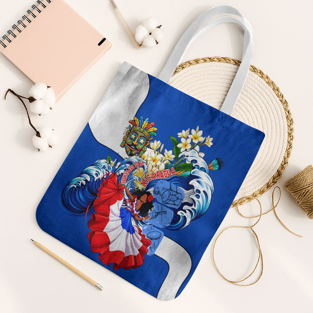 Nicaragua Independence Day Orgullo Y Tradicion Tote Bag Vibrant Folkloric Dance Sacuanjoche Floral Culture