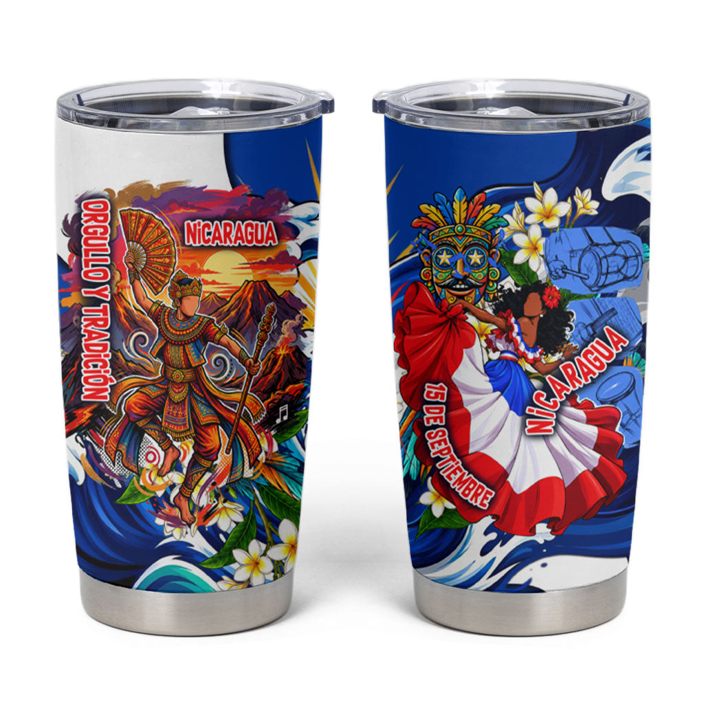 Nicaragua Independence Day Orgullo Y Tradicion Tumbler Cup Vibrant Folkloric Dance Sacuanjoche Floral Culture
