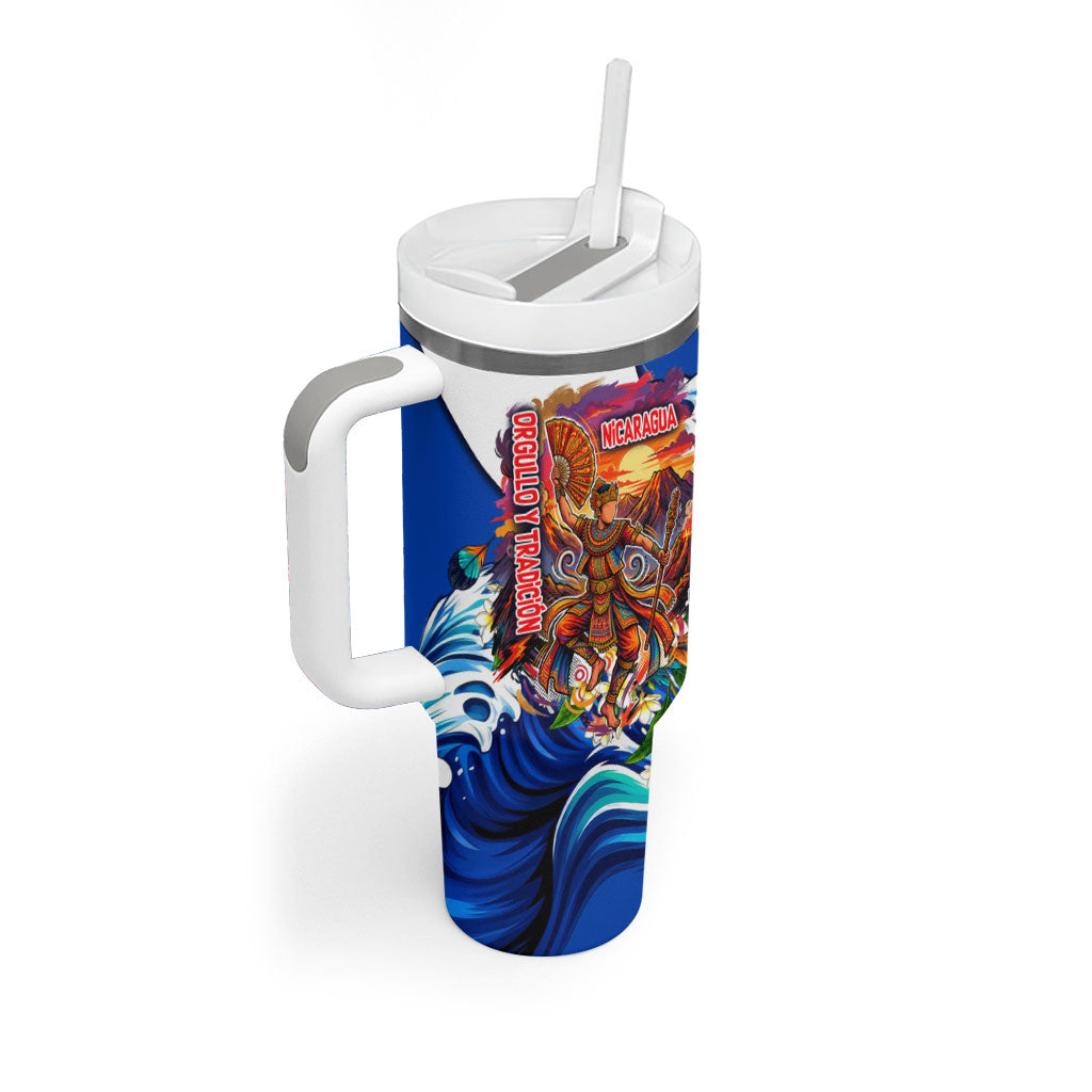 Nicaragua Independence Day Orgullo Y Tradicion Tumbler With Handle Vibrant Folkloric Dance Sacuanjoche Floral Culture
