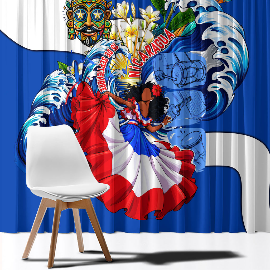 Nicaragua Independence Day Orgullo Y Tradicion Window Curtain Vibrant Folkloric Dance Sacuanjoche Floral Culture